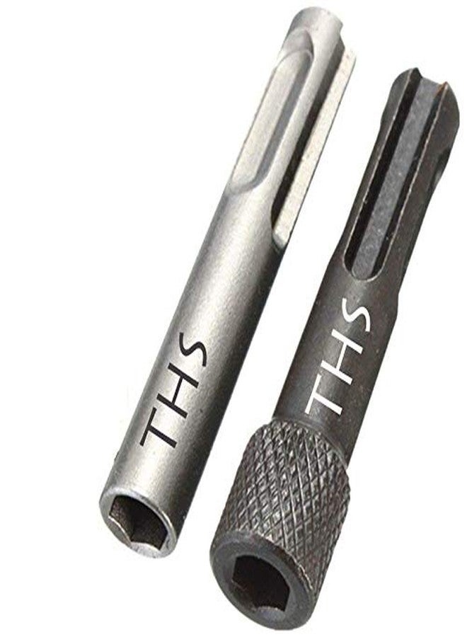 THS Carbon Steel 2Pc Hex Conn Set Chrome Venadium Steel Screwdriver Drill Bit Adaptor 1/4 Inch Hex Shank Converter Socket (Grey, Set Of 2)
